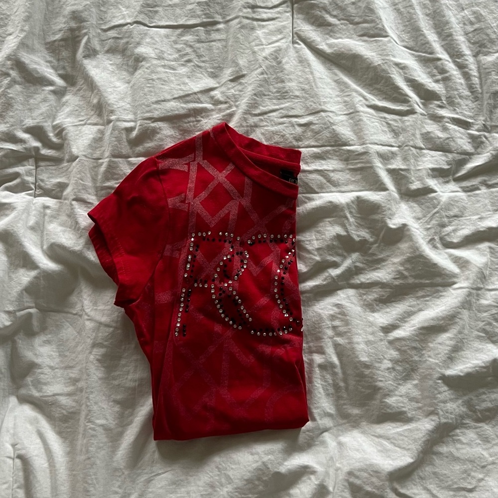 red rinestone tight vintage shirt